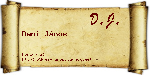 Dani János névjegykártya